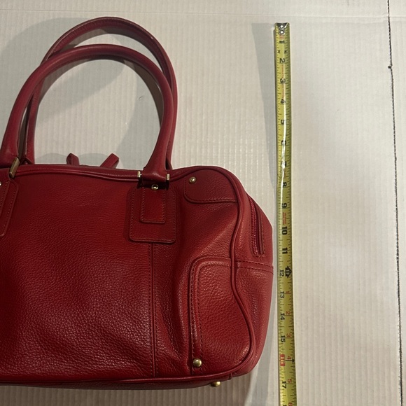 Talbots pebble soft Elegant Red Leather Handbag w gold hardware multiple pockets - Picture 4 of 14